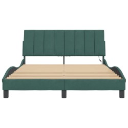 Cadre de lit avec lumières LED vert foncé 140x190 cm velours 