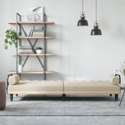 Canapé-lit avec accoudoirs crème tissu 