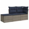 Salon de jardin avec coussins 3 pcs gris résine tressée 