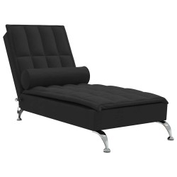 Chaise longue de massage avec traversin noir tissu 