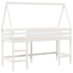 Lit superposé avec échelle et toit sans matelas blanc 90x200 cm 