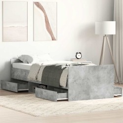 Cadre de lit sans matelas gris béton 75x190 cm 