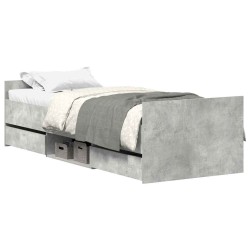 Cadre de lit sans matelas gris béton 75x190 cm 