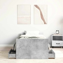 Cadre de lit sans matelas gris béton 75x190 cm 