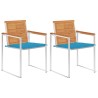 Chaises de jardin avec coussins lot de 2 Acacia solide et acier 