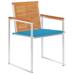 Chaises de jardin avec coussins lot de 2 Acacia solide et acier 