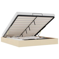 Cadre de lit ottoman sans matelas crème 200x200 cm tissu 
