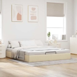 Cadre de lit ottoman sans matelas crème 200x200 cm tissu 