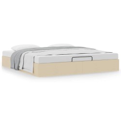 Cadre de lit ottoman sans matelas crème 200x200 cm tissu 