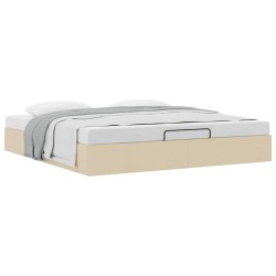 Cadre de lit ottoman sans matelas crème 200x200 cm tissu 