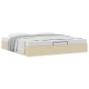 Cadre de lit ottoman sans matelas crème 200x200 cm tissu 