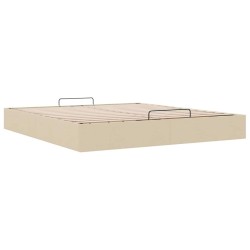 Cadre de lit ottoman sans matelas crème 200x200 cm tissu 