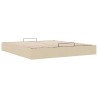 Cadre de lit ottoman sans matelas crème 200x200 cm tissu 