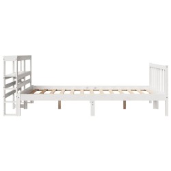 Cadre de lit sans matelas blanc 135x190 cm bois de pin massif 