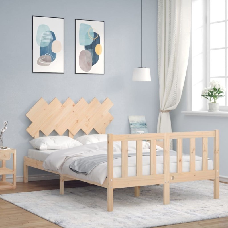 Cadre de lit sans matelas bois de pin massif 