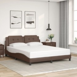 Cadre de lit sans matelas marron 160x200 cm similicuir 