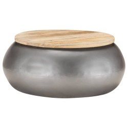 Table basse Gris 68x68x30 cm Bois de manguier solide 