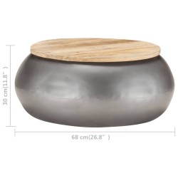 Table basse Gris 68x68x30 cm Bois de manguier solide 