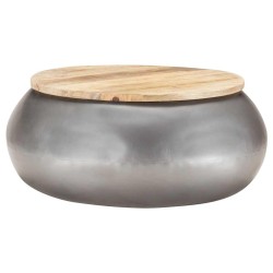 Table basse Gris 68x68x30 cm Bois de manguier solide 