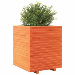 Jardinière cire marron 60x60x72 cm bois de pin massif 
