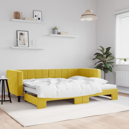 Lit de jour avec lit gigogne jaune 80x200 cm velours 