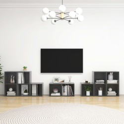 Ensemble de meubles TV 8 pcs Gris brillant Bois d'ingénierie 