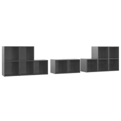 Ensemble de meubles TV 8 pcs Gris brillant Bois d'ingénierie 