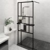 Paroi de douche avec étagère Noir 80x195 cm Verre ESG&Aluminium 