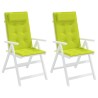 Coussins de chaise à dossier haut lot de 2 vert vif 