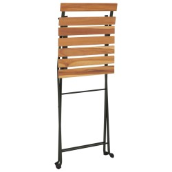 Chaises de bistrot pliantes lot de 6 Bois de teck solide acier 