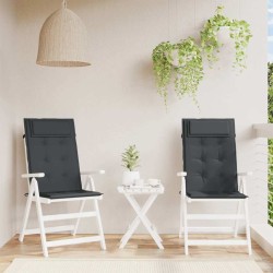 Coussins de chaise à dossier haut lot de 2 noir tissu oxford 