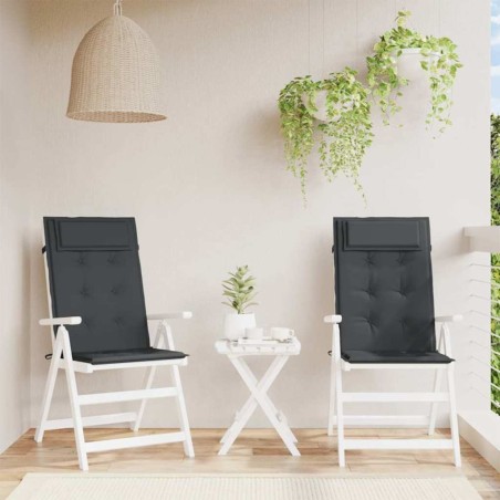 Coussins de chaise à dossier haut lot de 2 noir tissu oxford 