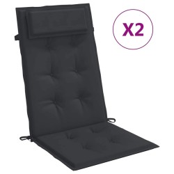 Coussins de chaise à dossier haut lot de 2 noir tissu oxford 