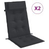 Coussins de chaise à dossier haut lot de 2 noir tissu oxford 