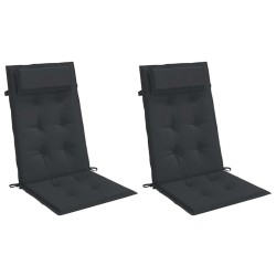 Coussins de chaise à dossier haut lot de 2 noir tissu oxford 