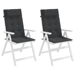 Coussins de chaise à dossier haut lot de 2 noir tissu oxford 