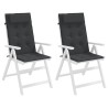 Coussins de chaise à dossier haut lot de 2 noir tissu oxford 