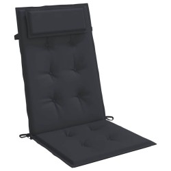 Coussins de chaise à dossier haut lot de 2 noir tissu oxford 