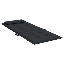 Coussins de chaise à dossier haut lot de 2 noir tissu oxford 