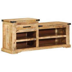 Banc à Chaussures 110x35x50 cm Bois Massif Écorché Mangue 