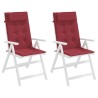 Coussins de chaise à dossier haut lot de 2 rouge bordeaux 
