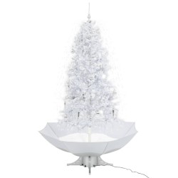 Arbre de Noël neigeux avec base de parapluie Blanc 190 cm 