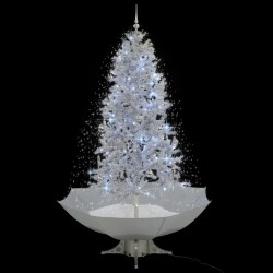 Arbre de Noël neigeux avec base de parapluie Blanc 190 cm 
