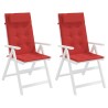 Coussins de chaise à dossier haut lot de 2 rouge tissu oxford 