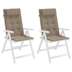Coussins de chaise à dossier haut lot de 2 taupe tissu oxford 