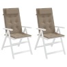 Coussins de chaise à dossier haut lot de 2 taupe tissu oxford 