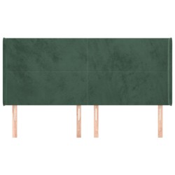 Tête de lit avec oreilles Vert foncé 163x16x118/128 cm Velours 