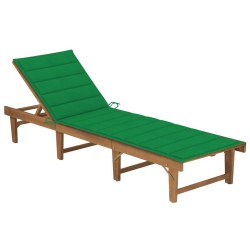 Chaise longue pliable avec coussin Bois d'acacia solide 