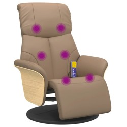Fauteuil inclinable de massage repose-pieds cappuccino 