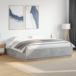 Cadre de lit avec LED sans matelas gris béton 200x200 cm 